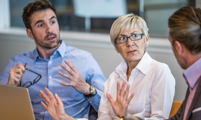 Woman in middle of work argument